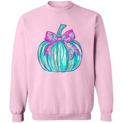 V-Neck Blue Pumpkin Flowers T-Shirt