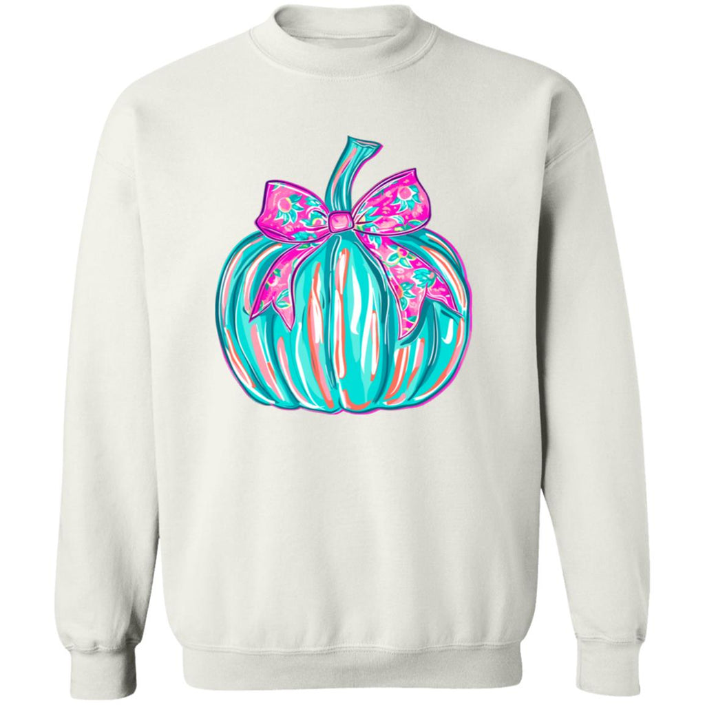 Turquoise Pumpkin Crewneck Pullover Sweatshirt